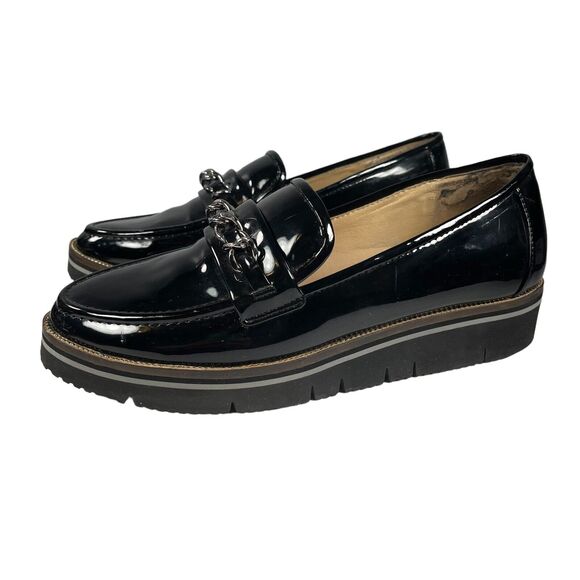 Alex Marie Shoes - Alex Marie PLATFORM LOAFERS Size 9 Womens Chain Goth Black Patent Grensley Shoes